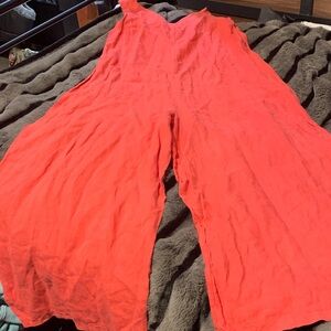 #614 “Lungo L’arno” Women's orange Jumpsuit Made in Italy Wide Legs